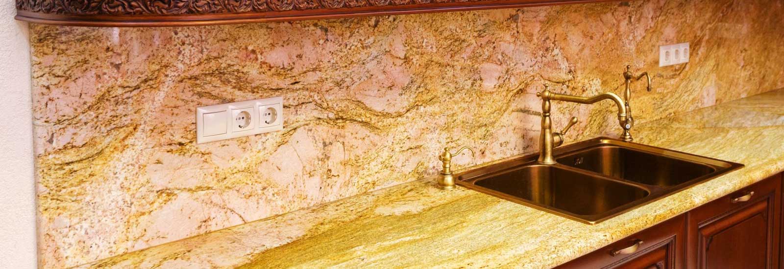 Пример фартука для кухни из гранита на заказ Фото фартука для кухни из гранита